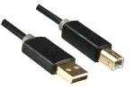 DINIC HQ USB 2.0 Kabel A Stecker auf B Stecker, Monaco Range, schwarz